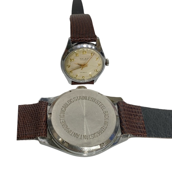 Astra Vintage Watch with Brown Leather Strap - Picture 2 of 6